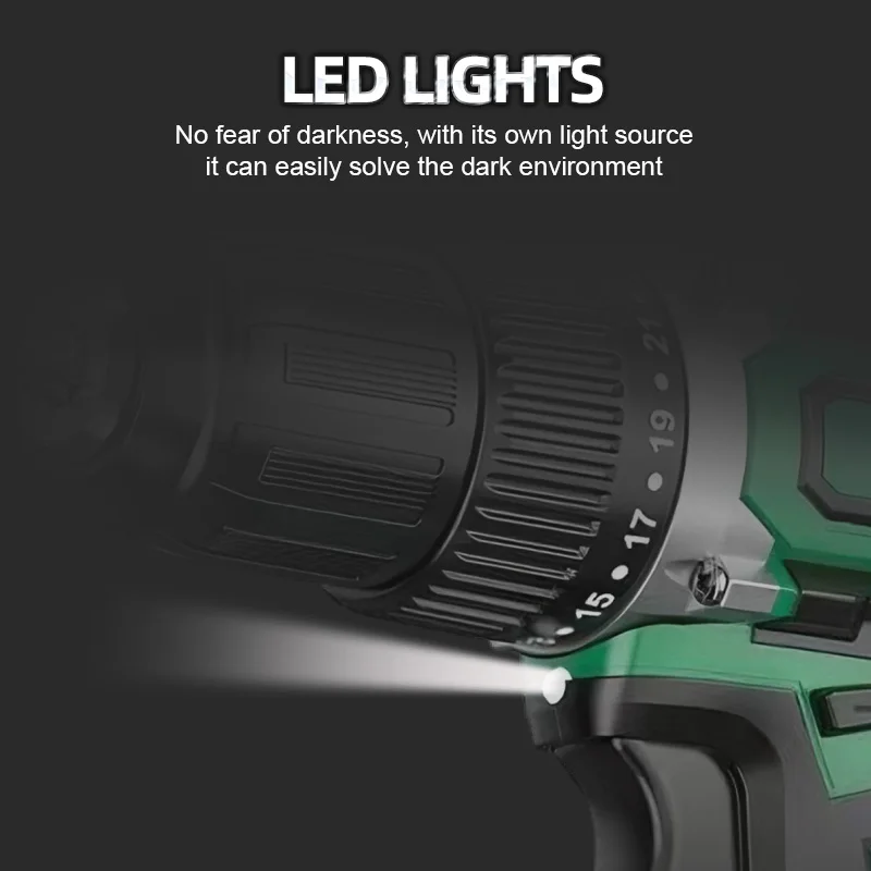 21V Lithium Power Drill Tool Set Brushless Battery Cordless Electric Power Drills