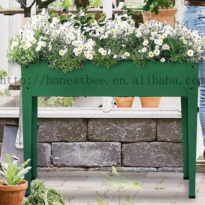  Приподнятая металлическая садовая кровать садовый плантатор коробка для овощей поднятая посадочная с ножками уличный контейнер цветов трав