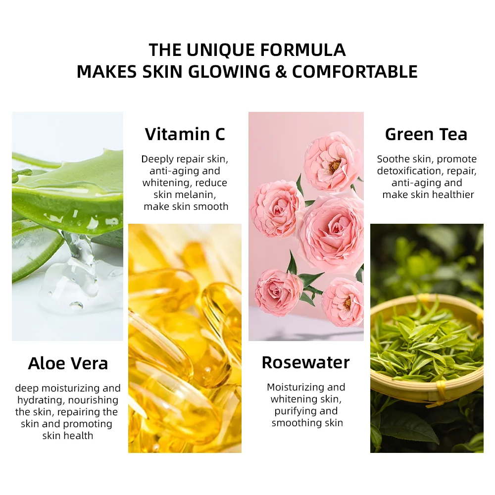 Factory Custom 250mL Natural Rosewater Green Tea & VC Moisturizing Spray For Face And Body Aloe Vera Vegan Hydrating Mist Spray