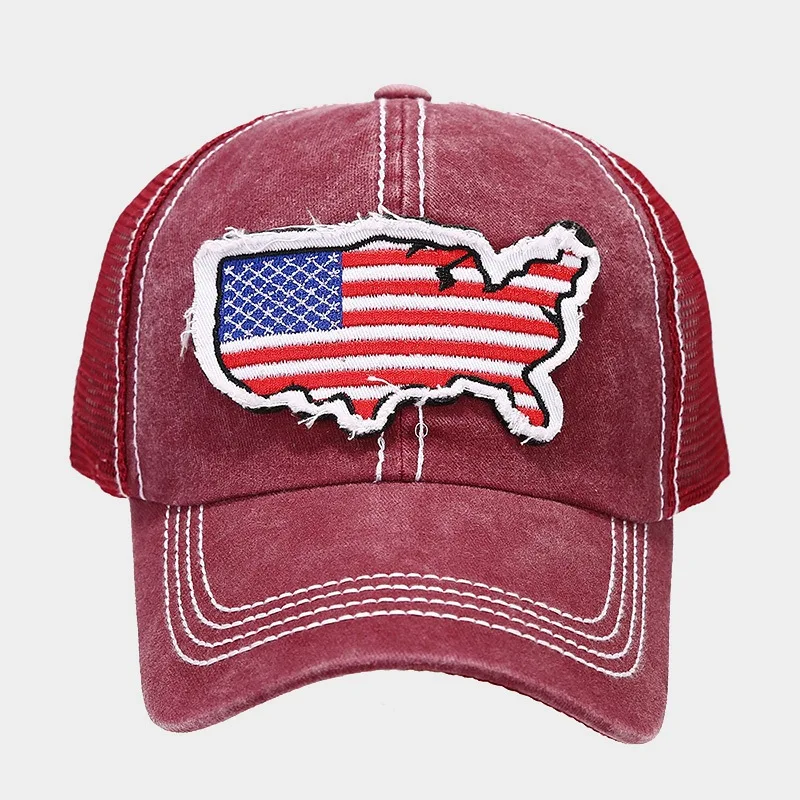 American flag washed old baseball caps for men and women European and American outdoor fashion peaked hats trendy hats