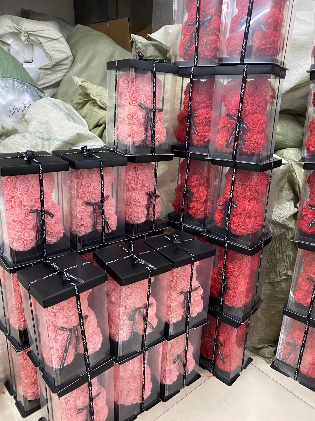 New world online shopping treal 40cm Soap Foam Bear of Roses Bear Flower