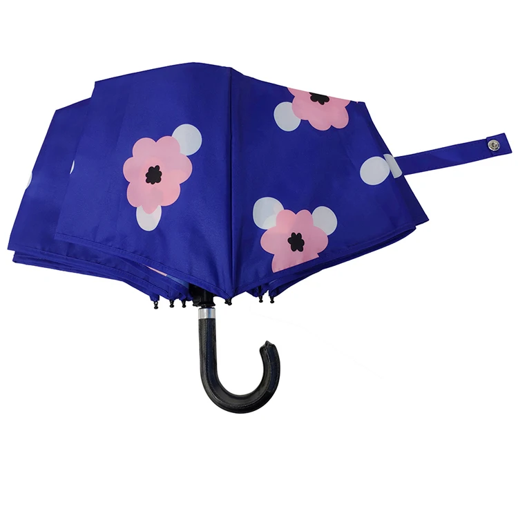 YUBO Hot Selling BSCI Certificate Fiberglass Ribs 3 Fold Umbrella with Flower Design Printing