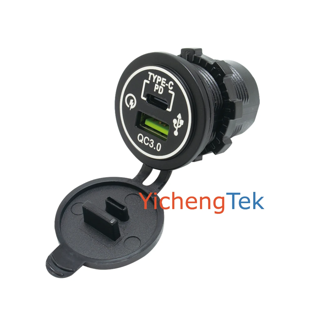 12-24V Double Port 48W Fast Charging 18W Type A QC3.0 USB Socket Type C PD 30W USB Charger