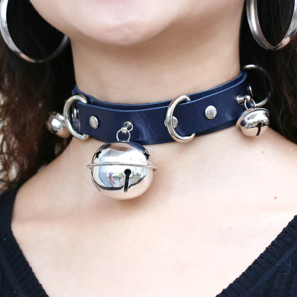 Black Leather Spike Rivet Stud bell Collar Choker Punk Rock Gothic Chokers chain Necklace