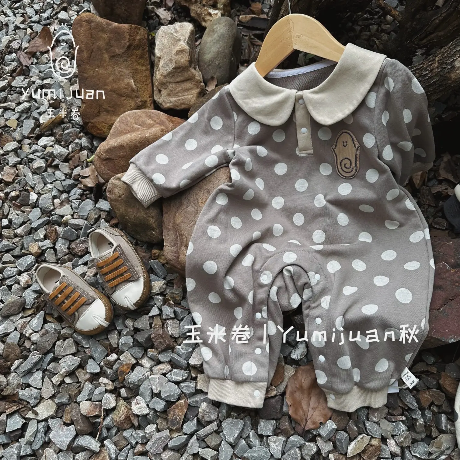 High Quality Unisex Toddler Clothing Cute Spot Pattern Baby Knitted Long Sleeves Romper Button Closure Autumn Factory Wholesale