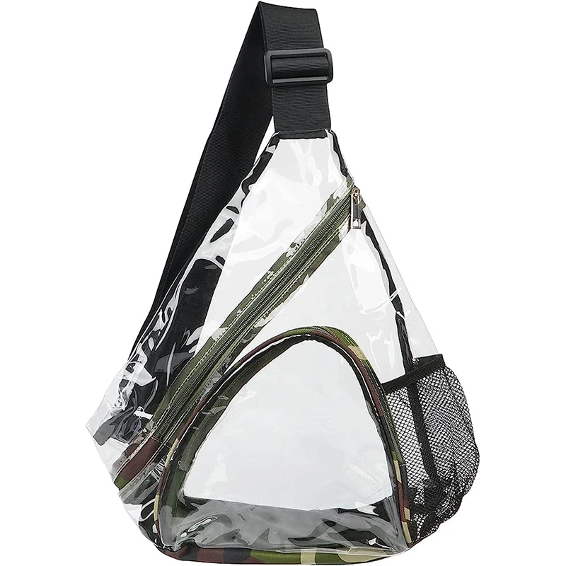 custom waterproof clear pvc crossbody sling bag heavy duty transparent shoulder backpack with adjustable strap