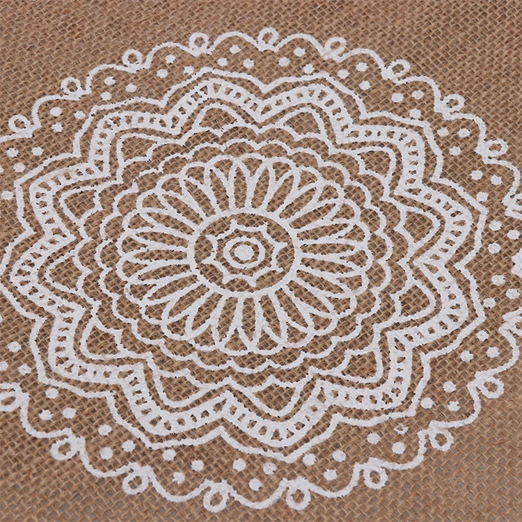 Kitchen Dining Cotton linen Jute Placemat Boho  Woven Tassel Printed Table Mats Pad Heat Resistant Waterproof jute Placemat