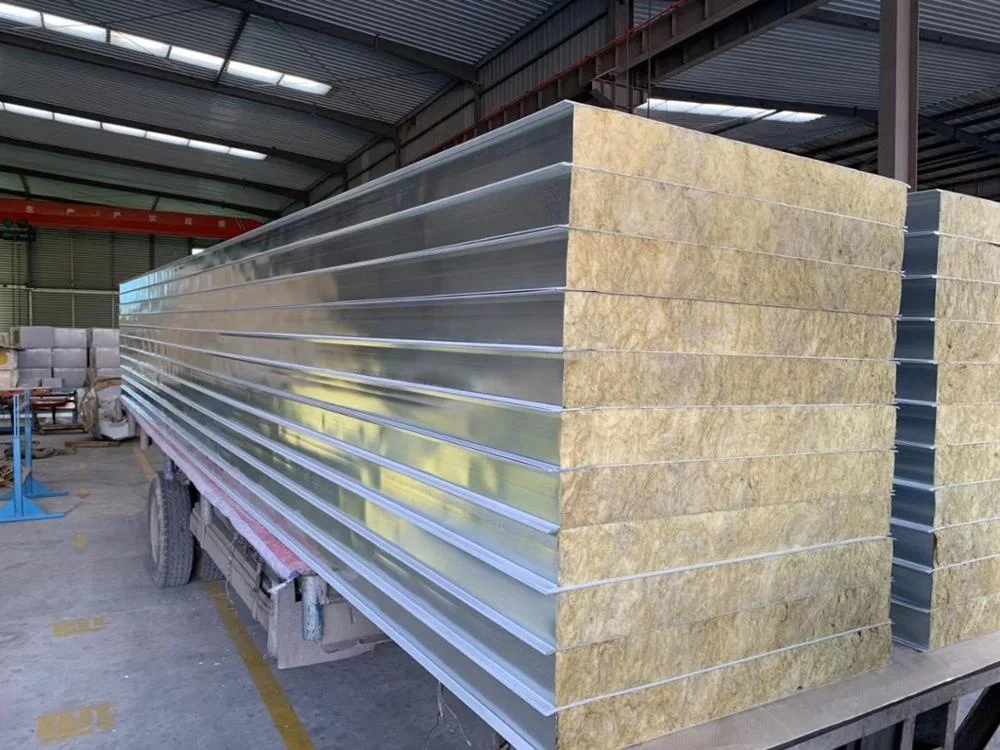 Heat and Sound Insulation mineralwool Professional Factory Supplier Sandwich Panel Warehouse Used rock wool Sandwich Panel Metal