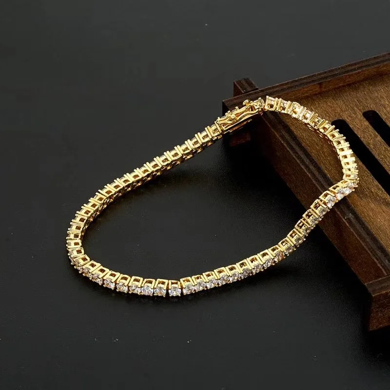 925 sterling silver jewelry 18k white gold plated 4mm zirconia tennis bracelet wholesale