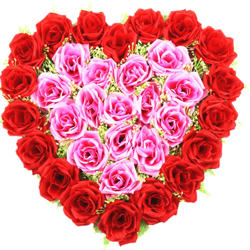 Silk heart shape artificial flowers emulation rose flower decoration for wedding home Christmas festival decoration