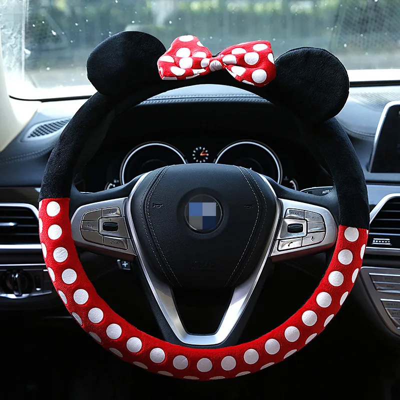 New cartoon Mickey Minnie stitch cute plush car steering wheel cover car accessories