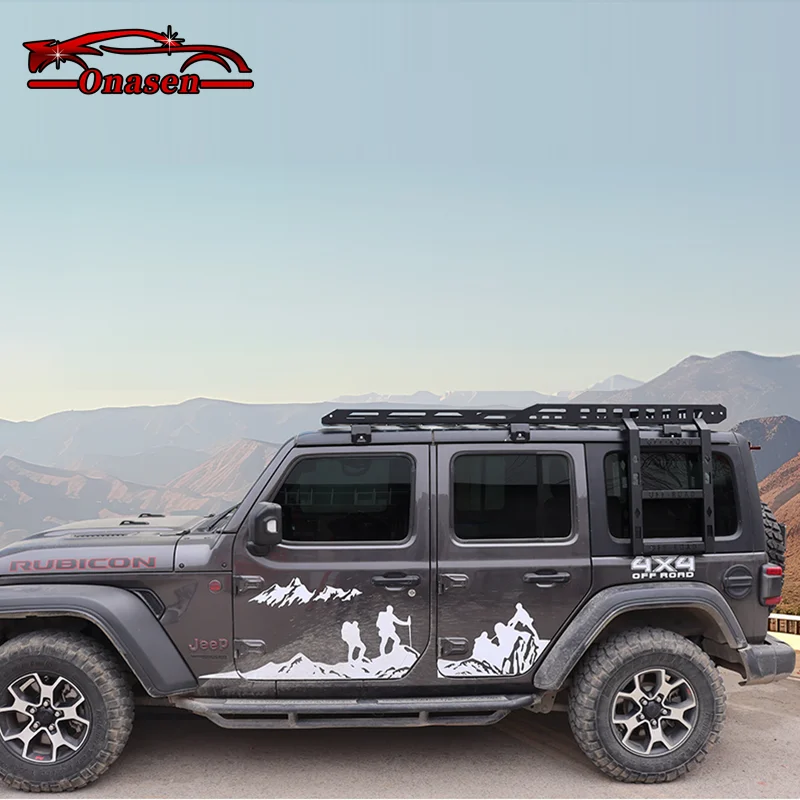 Factory multifunctional extended thickened stainless steel roof rack is a must-have for Jeep Wrangler jk jl 2/4 off-road!