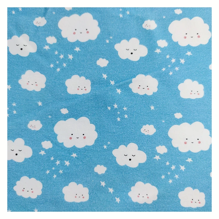 Breathable Cotton Knitting Fabric cotton jersey fabric custom printed for baby clothes