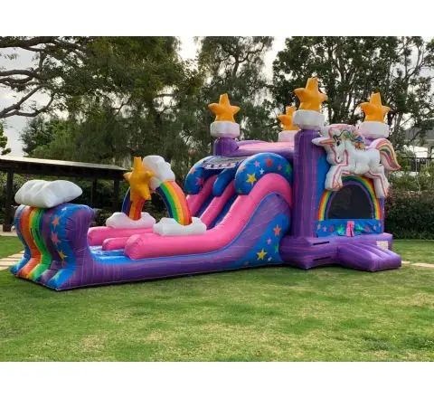 Kids bouncing castles combo air bouncer trampoline mega pink moonwalk unicorn inflatable jumping castle for sale