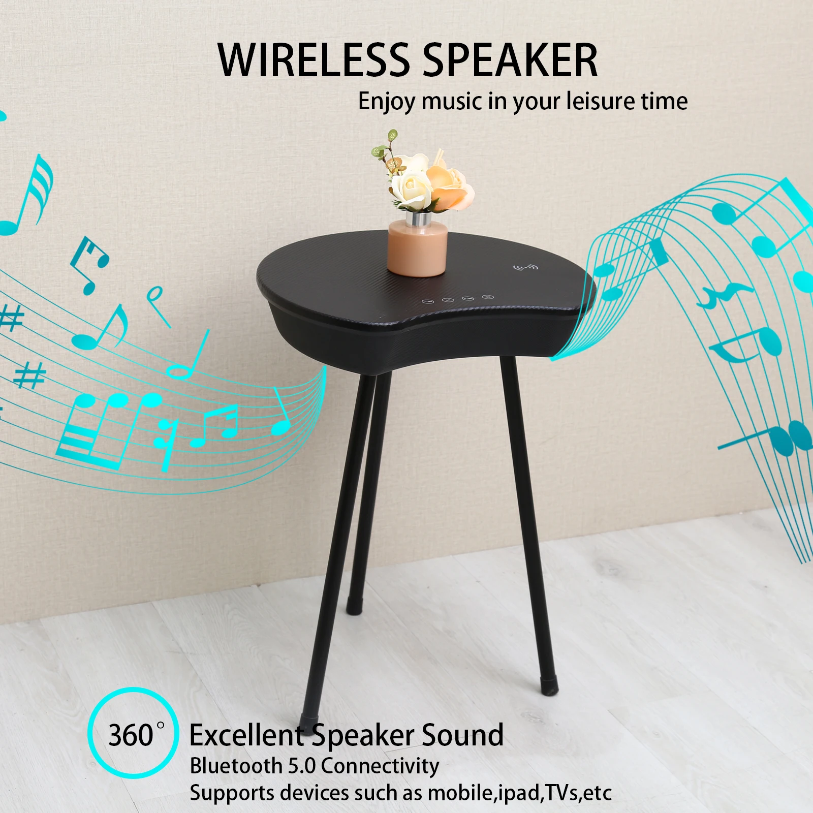2024 Best Seller Smart Side Table Speaker With Wireless Charger Custom Made Superior Metal Side Table Living Room Coffee Table