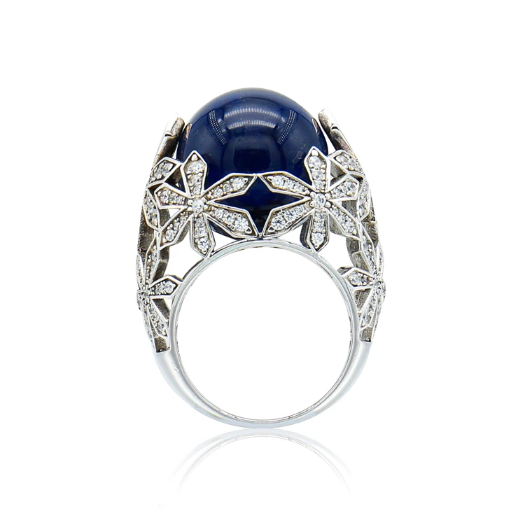 Hot sale Petaloid Star Ring Elegant Fashion Wedding S925 Silver Rings Korea Oval Zirconia Ring