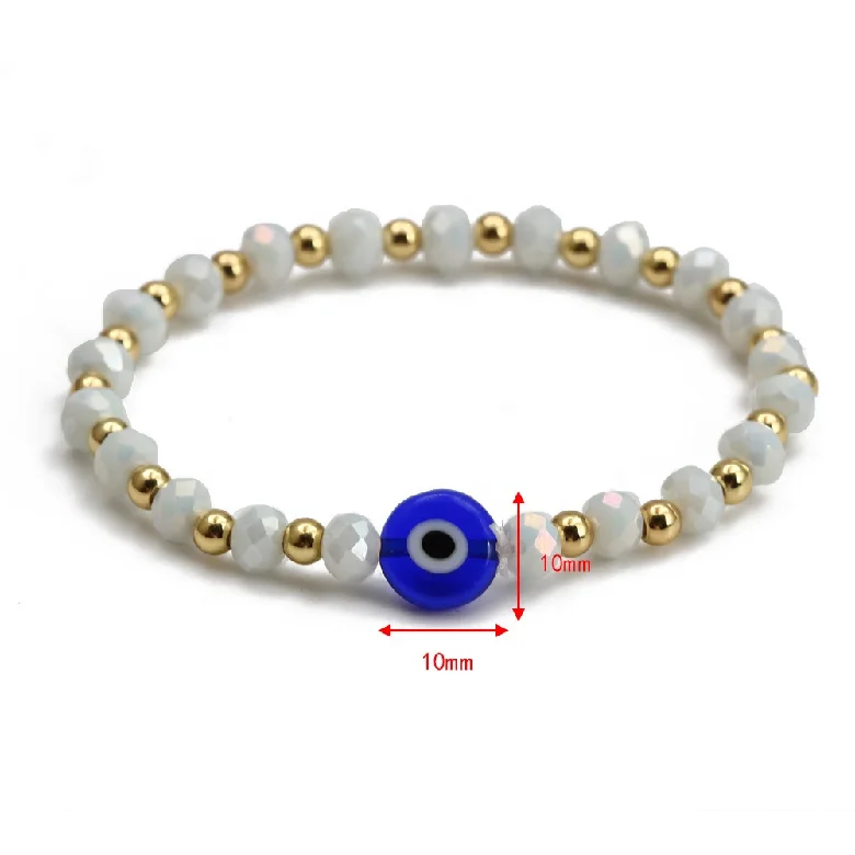 Boho Fashion Jewelry Women brass Gold Plated Beaded Bracelets Beach Colorful Turkish Eye Charm Bracelets Stackable Wholesale