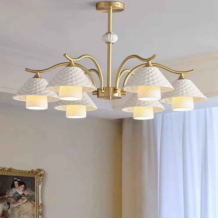 Wholesale Customised Room Lamps Decorative Chandeliers Pendant Lights Fashion Design Light Luxury Brass Ceramic Lamp