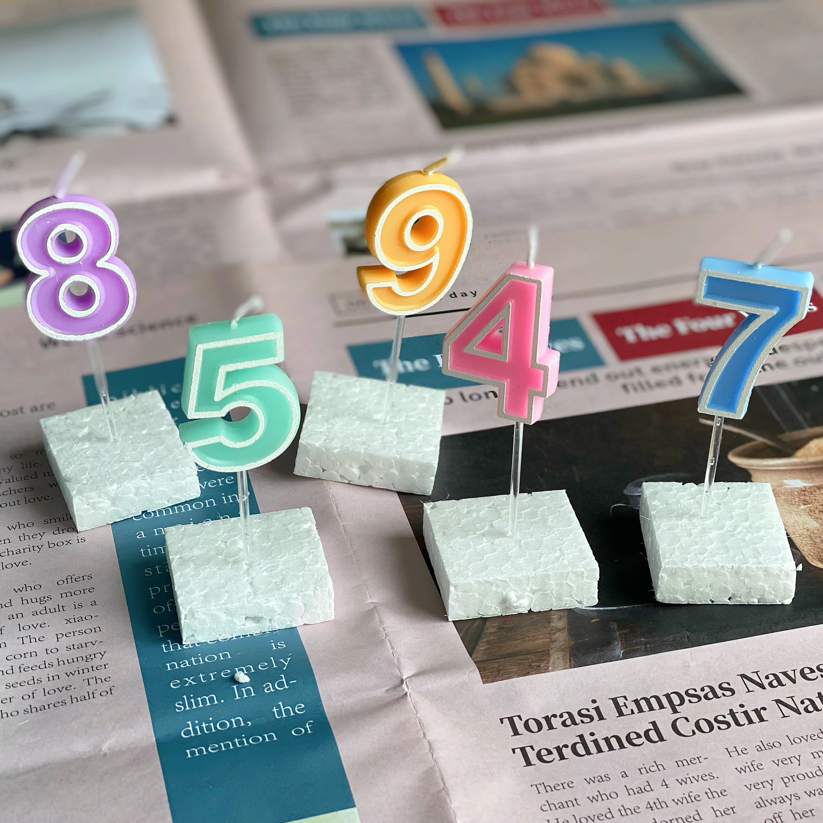 Birthday Wedding Party Decoration Supplies Paraffin Wax Lucky Colorful Fancy Happy Birthday Number Candle for Cake