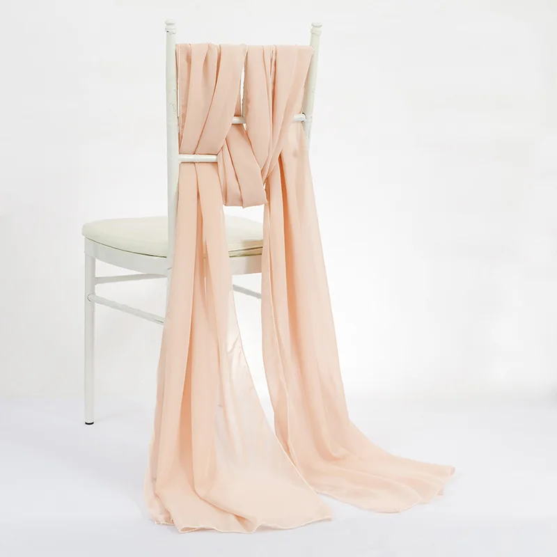 Nordic Style Wedding Party Banquet decoration Chair Cover chiffon ruffled wedding chair cover sash with hood
