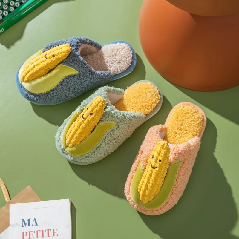 2022 Hot Fashion New Furry Slippers Big Plush Sneaker Slippers Winter Fits Cute Corn Slippers