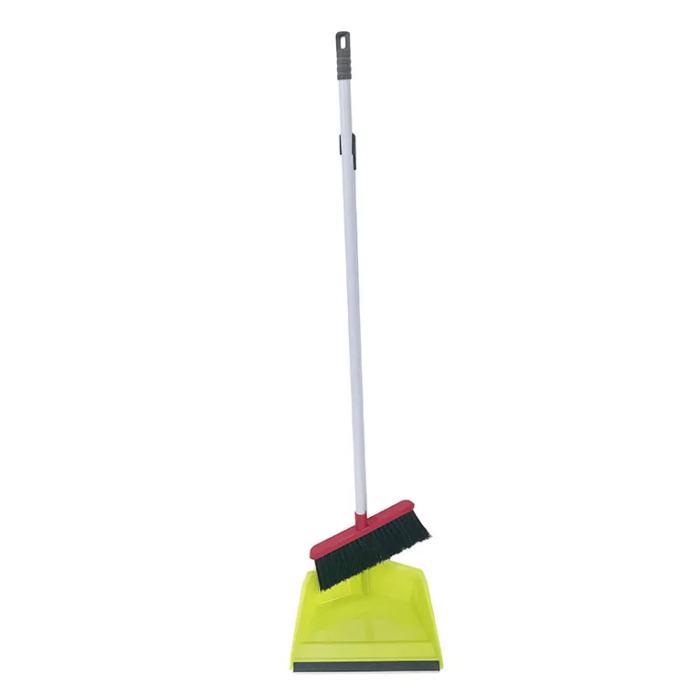 Indoor use long handle dustpan and broom cleaning brush set