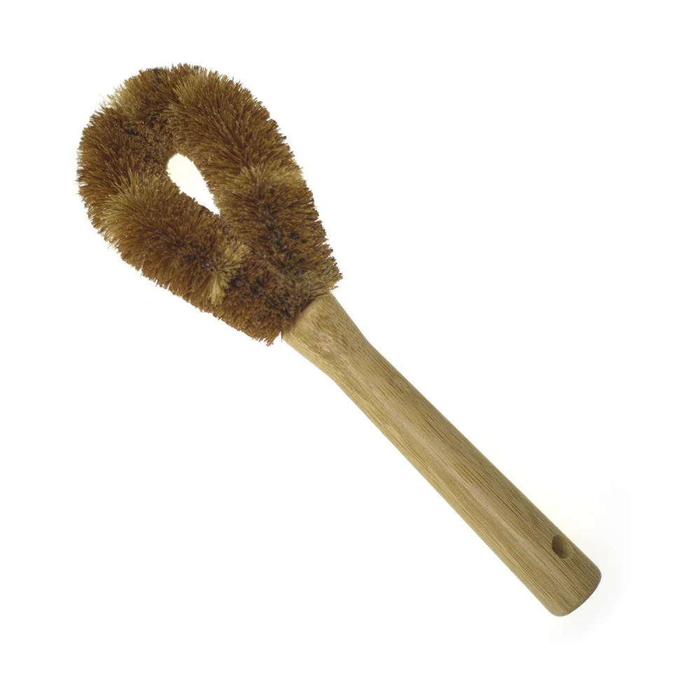 Two Tone Coconut Fiber Bamboo Handle 100% Biodegradable Dish Brush Kitchen Glass Cup Cleaning Tools