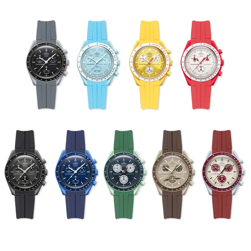 Хит продаж роскошный ремешок для часов 20 мм изогнутый конец Omega X Swatch MoonSwatch силиконовый резиновый