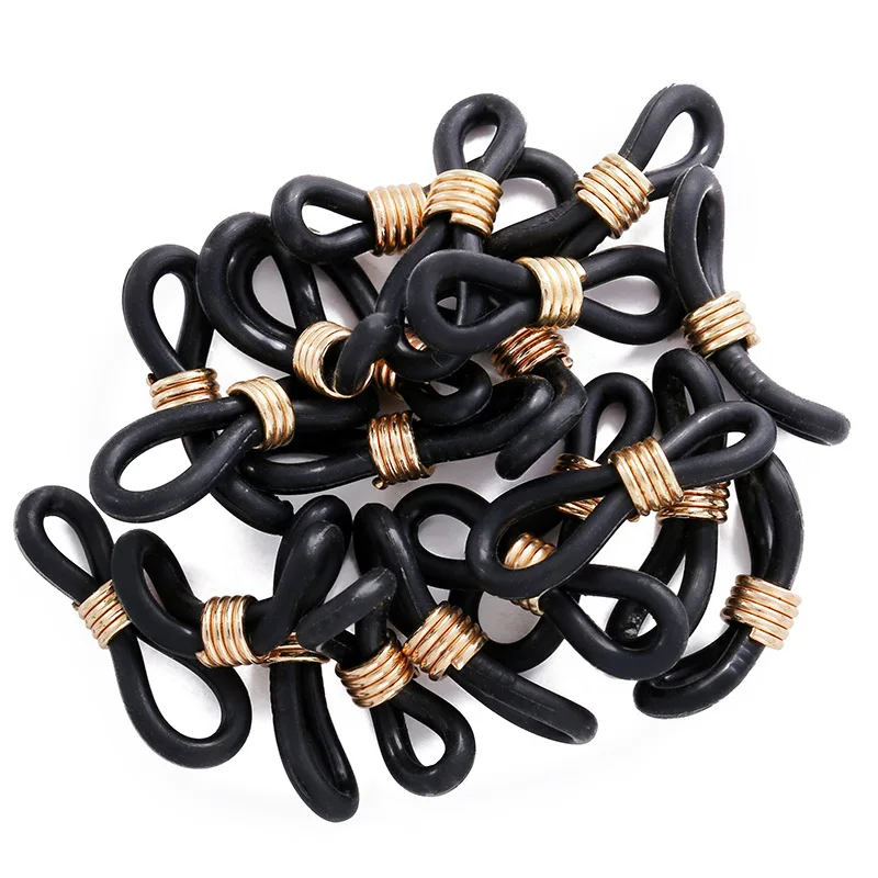 100pcs/bag Silicone Chain Glasses Retainer Ends Rope Sunglasses Cord Holder Strap Retainer End Loop