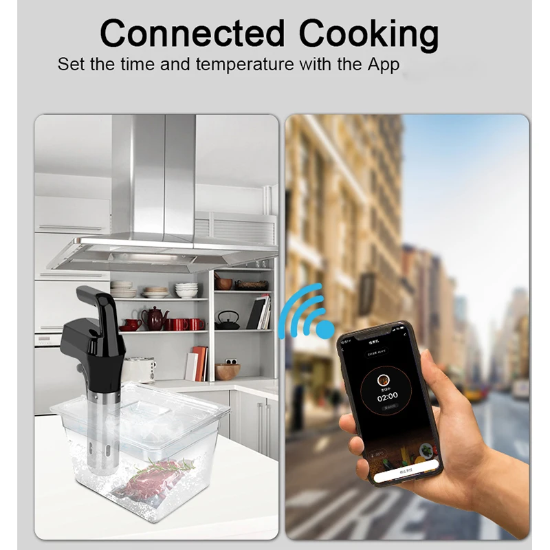 Electric Sous Vide Cooking Machine APP Wifi Fast-Heating Immersion Circulator Precise Cooker With Accurate Temperature Timer