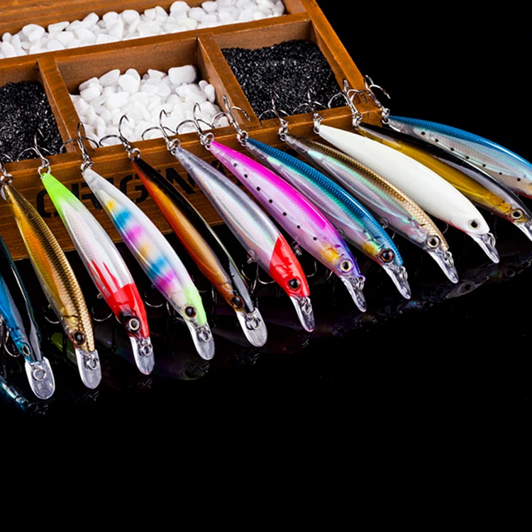 Wavefun Wholesale Fishing Tackle Lure 3D Eyes 11cm 15g Hard Bait Minnow Fishing Lures With 2 Fishing Hooks