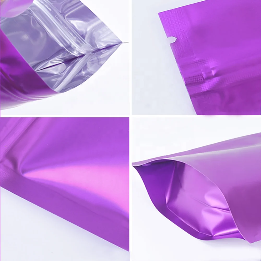 Custom Matte Aluminium Ziplock Stand Up Pouch Metal Recycled Food Packaging Bag Mylar Zip Lock Stand Up Pouch Bag With Window