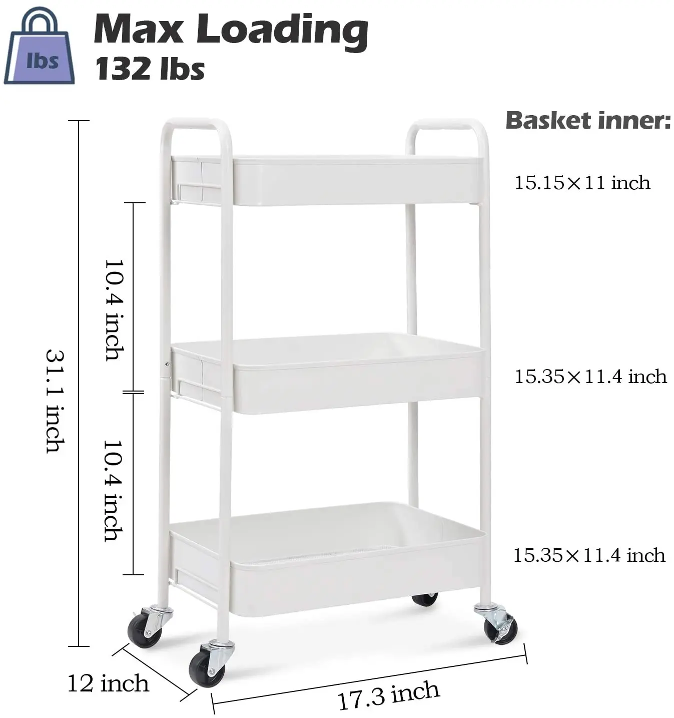 Hot Sale Metal Utility Cart with Lockable Wheels