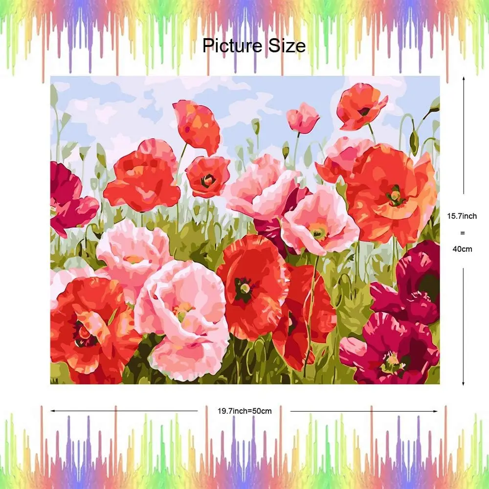 Flowers paint by numbers for adults  paints by number adults color painting by numbers art with brushes