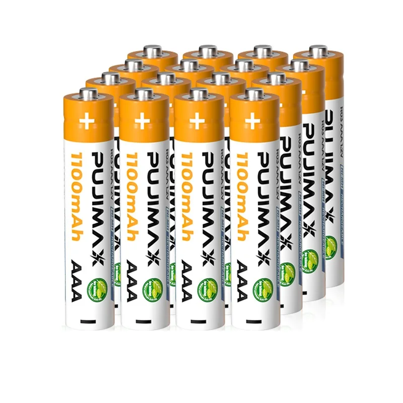 PUJIMAX 16pcs AAA rechargeable batteries nimh aaa 1100mah 1.2v battery pack 3a ni-mh remote control batteries for door lock toys