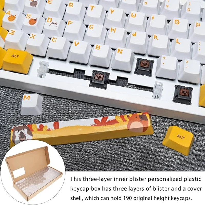 Gaming Mechanical Keyboard Storage Box Corrugated  Folding Keycap Packaging Box Transparent  Keyboard Caps Holder