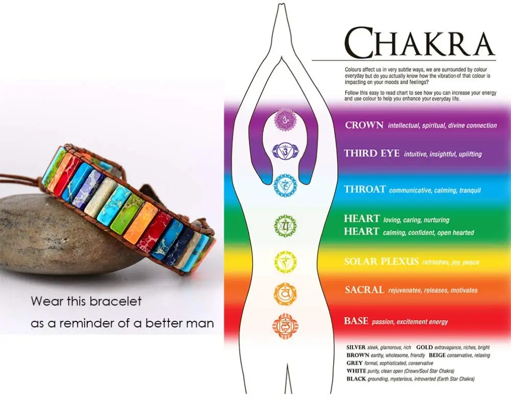 
7 Chakra Bracelets for Women with Real Stones Leather Wrap Healing Bead Bracelet Boho Friendship Jewelry 