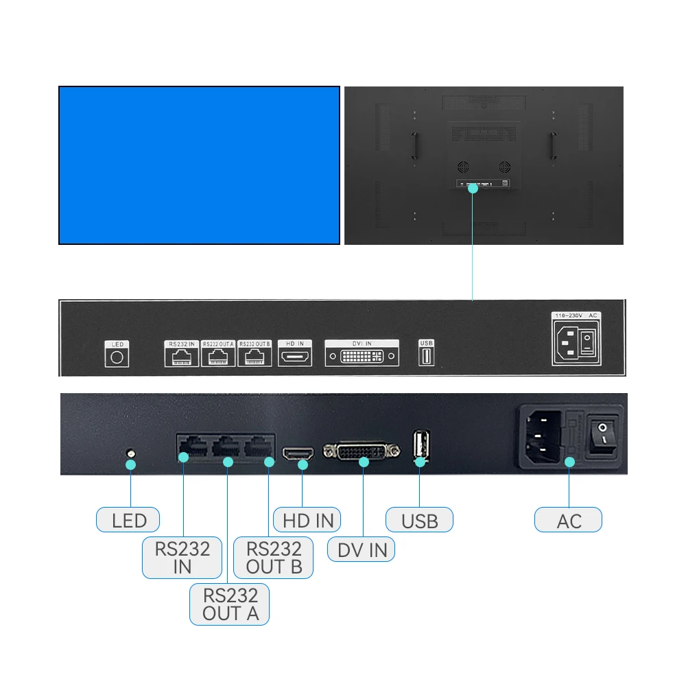 46 49 55 65 inch Ultra Narrow Bezel Multi Screen LCD Video Wall with Professional Video Wall Processor