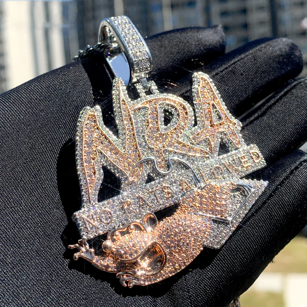 Bling Iced Out New styles Men Punk Jewelry Full Paved CZ Mouse NO RATS ALLOWED Letter Hip Hop Pendant Necklace