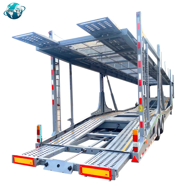 2 Axles Double Car Carrier Trailer Semi Vehicle Transport Truck