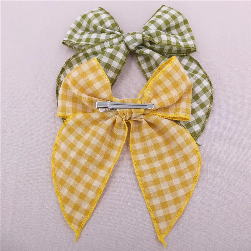4.5 Inch Fable Bow Hair Clips for Toddler Baby Girls Cotton Linen Hair Bows Barrettes Kids Hairbow Accessories Hairgrips