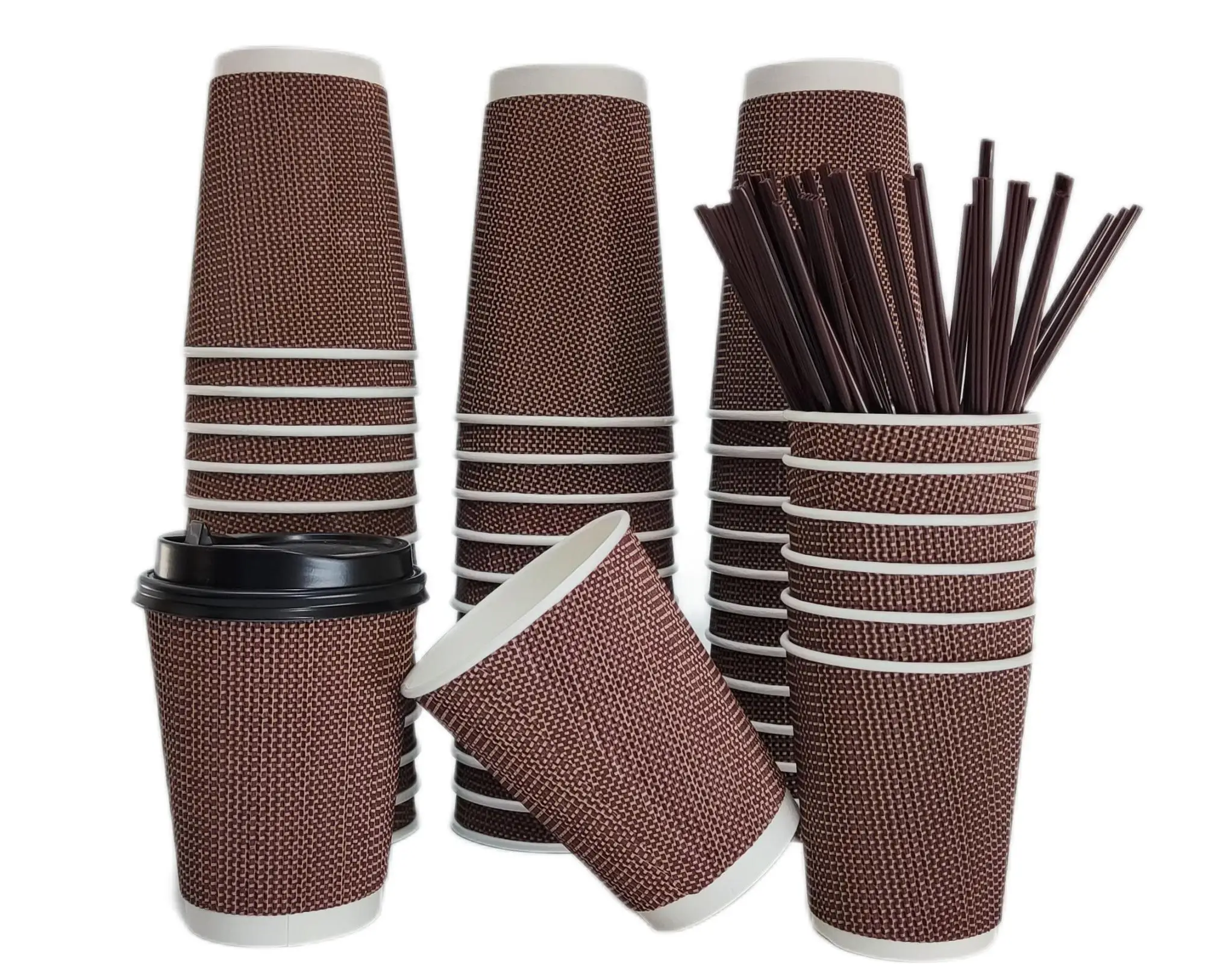 Wuhan Green Treasure Industry Coffee Paper cup Custom LOGO Full Printing Ripple Wall Match Lid Well Hot Sale