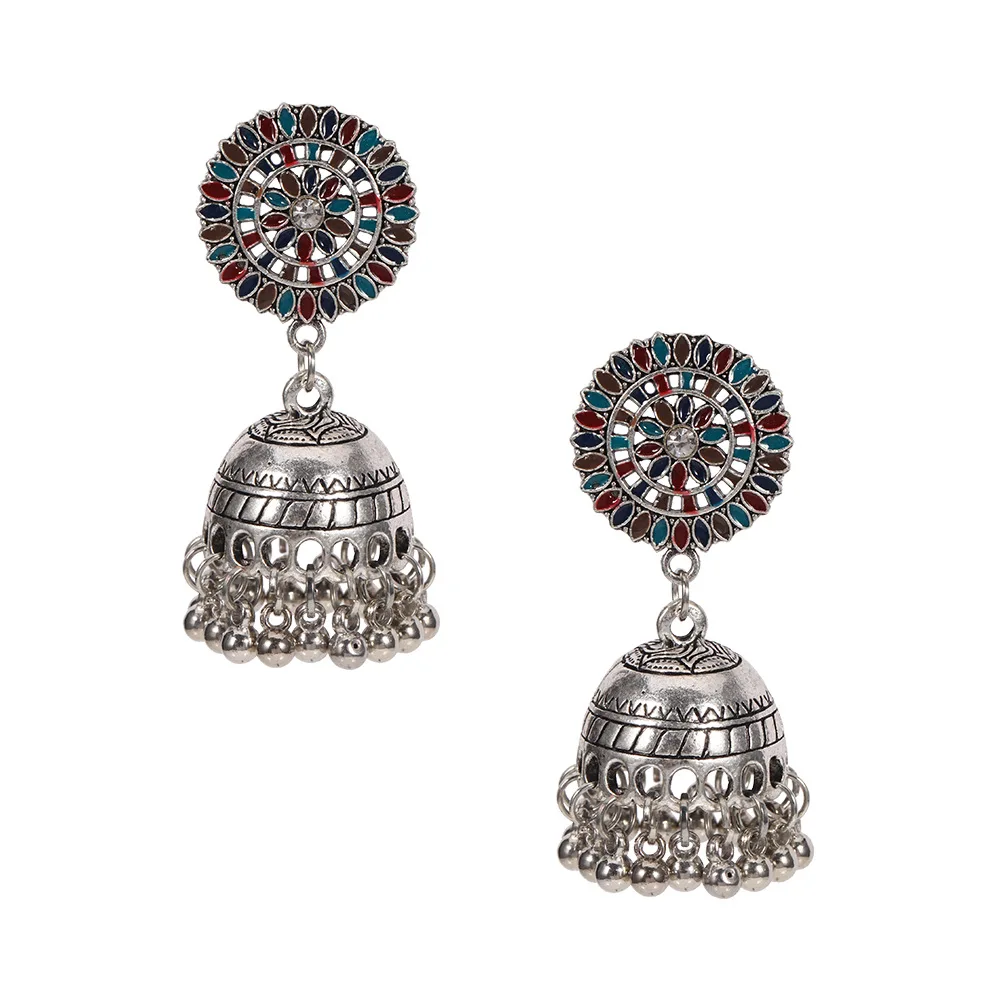 Jhumka Earrings Indian Traditional Women Acrylic Classic Buddhism Jewelry Accessories Pendant Earrings