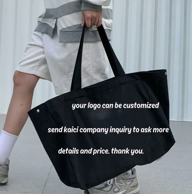Wholesale Small MOQ black large capacity eco-friendly 12OZ thick reusable cotton custom logo print tote canvas shopping bag