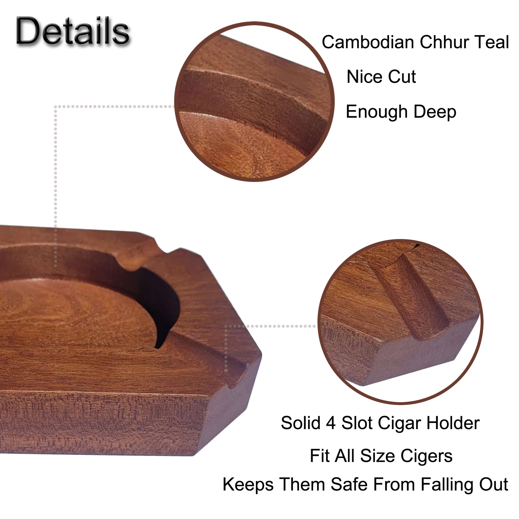 Wholesale Wooden Ash tray Luxury crafts no Lid for Smokers natural Cambodia redwood  Ash Tray Durable Easy to Clean Cool Ashtray