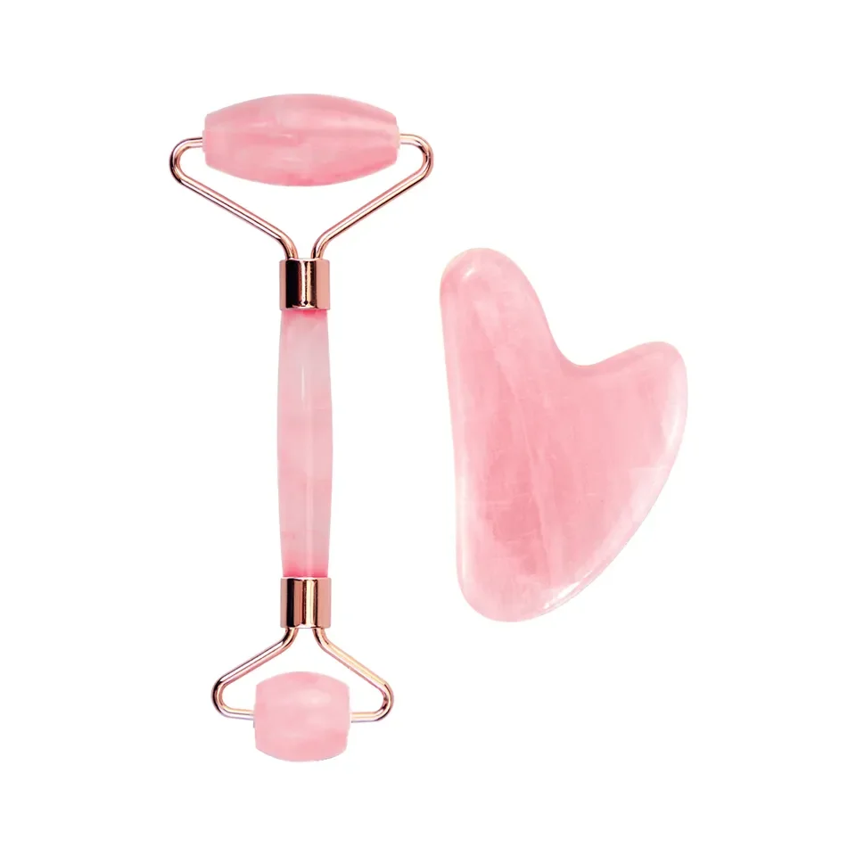 Wholesale Price Customize Logo Printing Cuarzo Natural Guasha Roller Set Guasha Facial tool