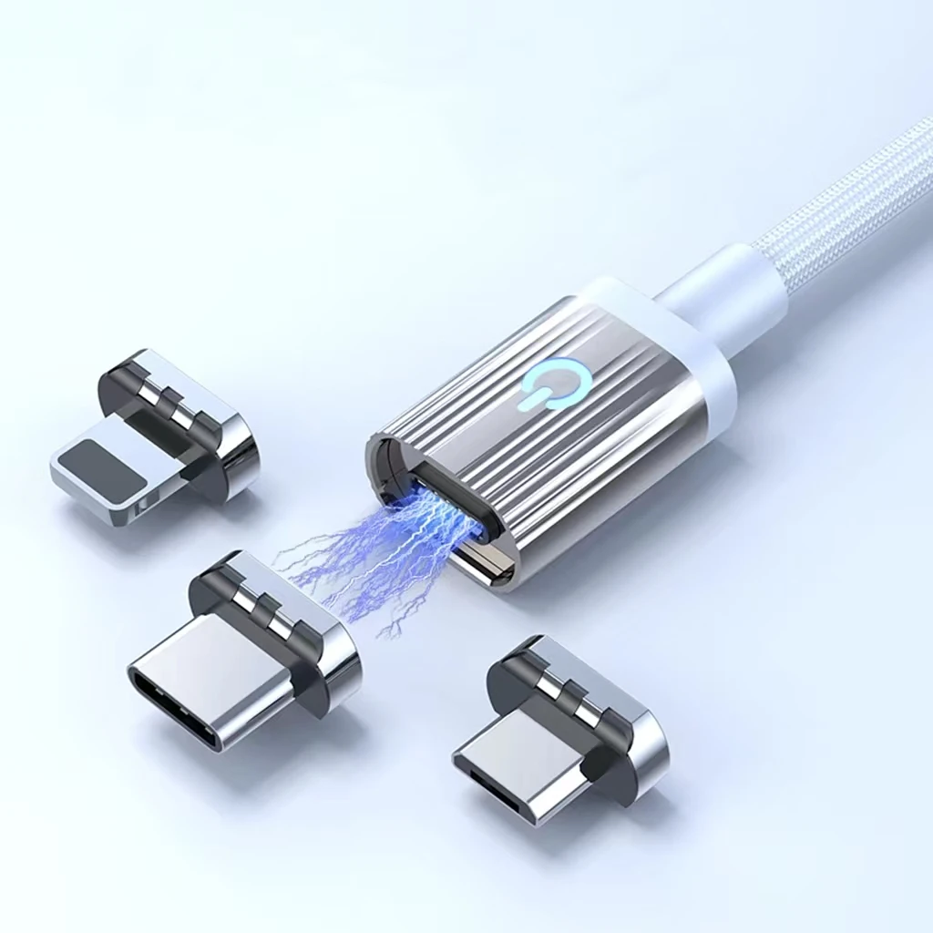 Hot Sell 6 A Fast Charging 3 in 1 Micro Type-C Lightning USB Port  Cable Magnetic Charging Cable for iPhone 14 Samsung Huawei