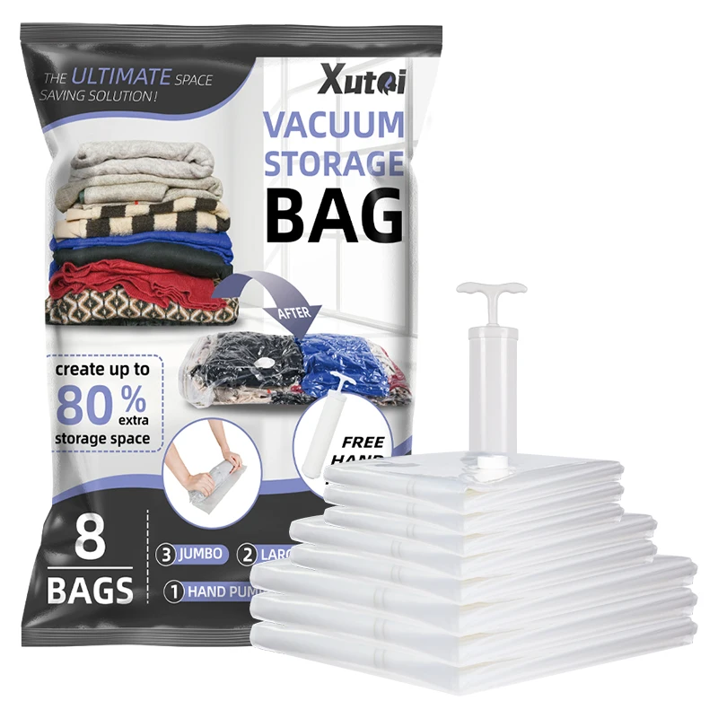 Reusable Space Saver Bags With Pump Vacuum Compression Storage Bags For Clothes
