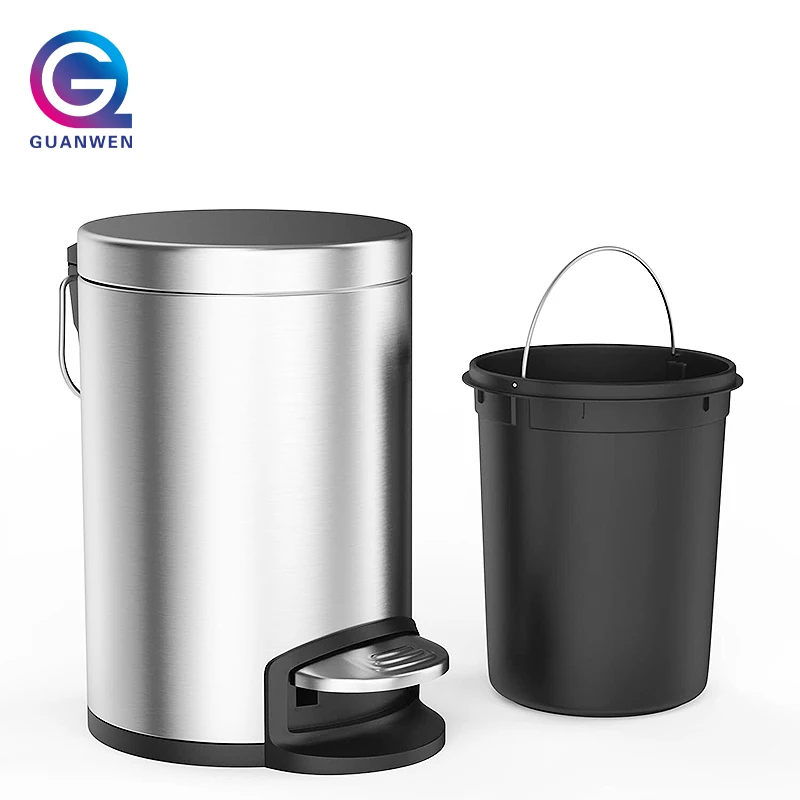 Eco-Friendly round Stainless Steel Step-On Trash Can with Pedal Paper Basket Induction Structure for Kitchen Use