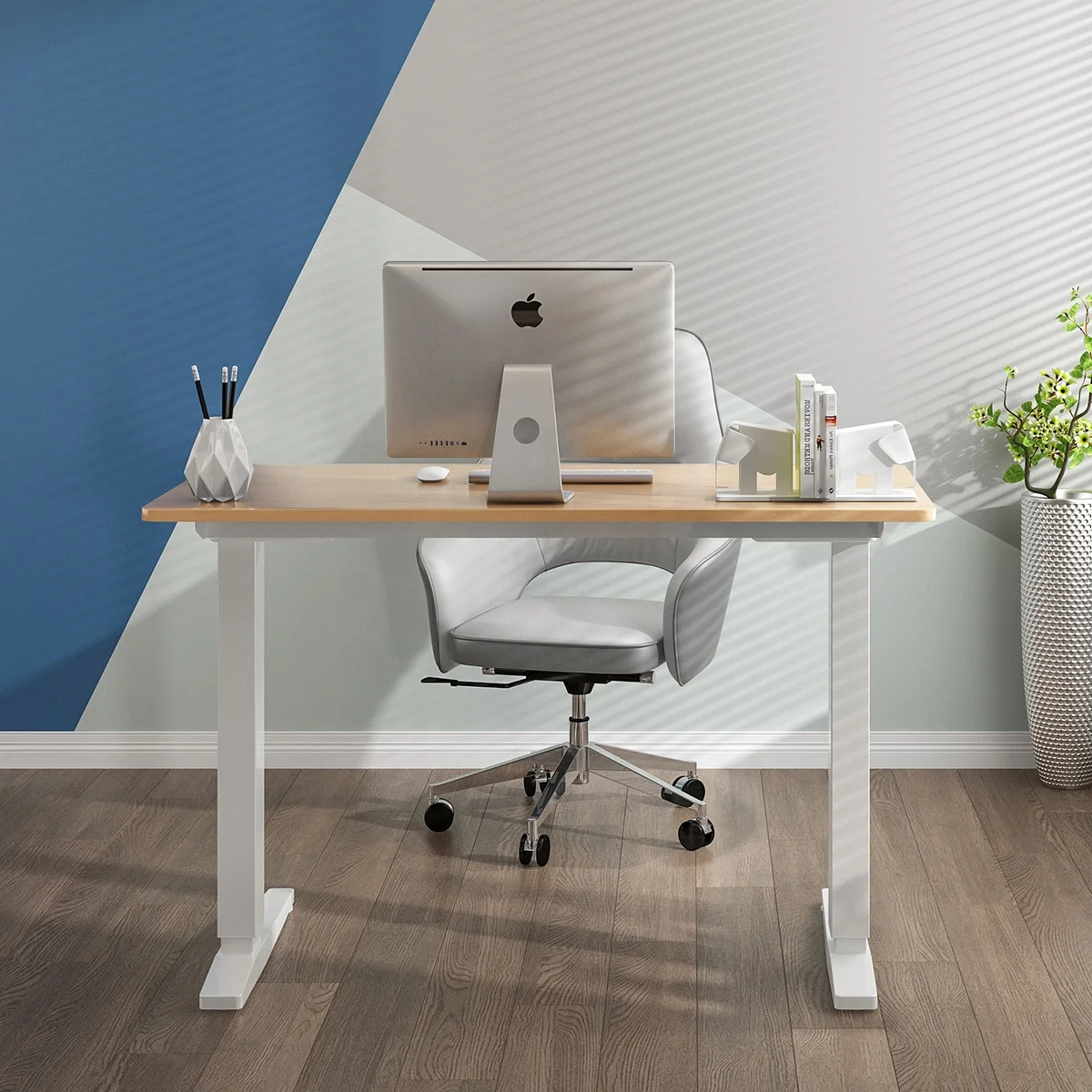 Customize Wooden Home Office Smart Motorized Sit Standing Electric Stand Height Adjustable Desk